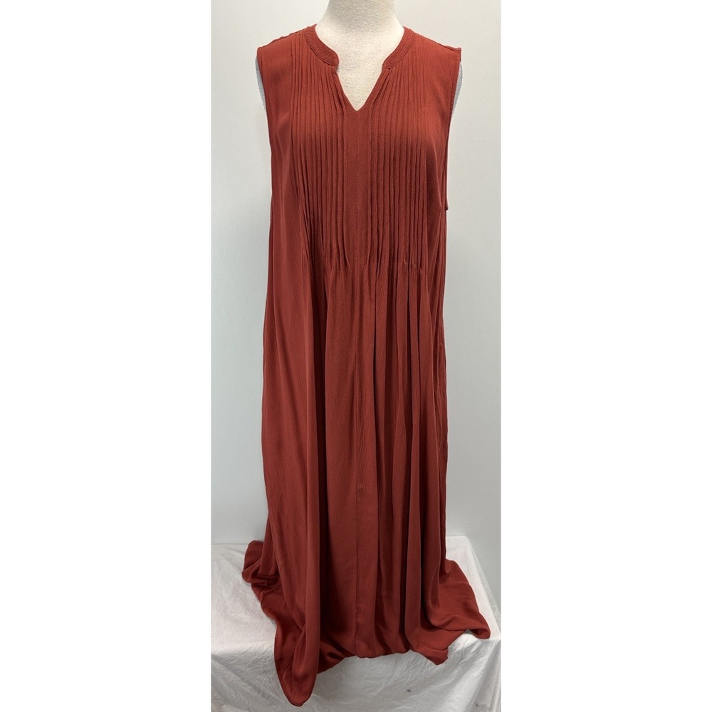 Coldwater Creek Maxi Dress Women's 1X Plus Shift Rust Sleeveless Lined Crepe
